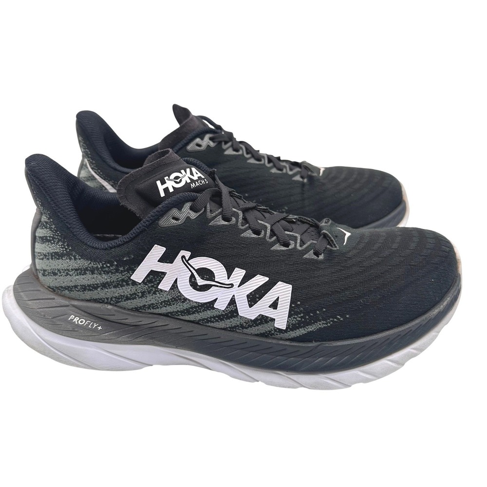 Hoka Mach 5 Womens Running Shoes Black Castlerock Low Top Sneakers 1127893 9.5